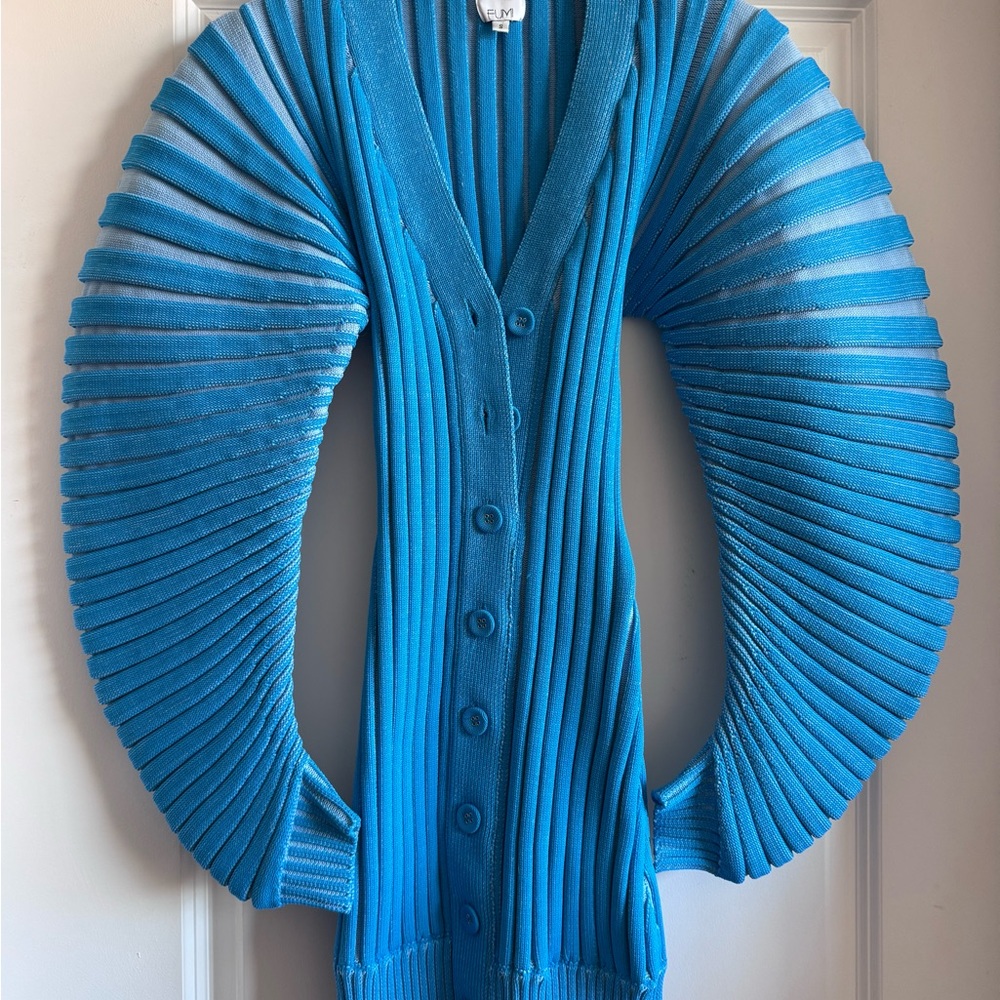 Blue Ribbed Women's Sweater
